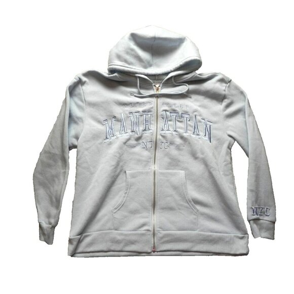 Manhattan Sweatshirt Womens Extra Large Full Zip Hoodie Love Streak NYC‎ Fleece - Picture 1 of 9